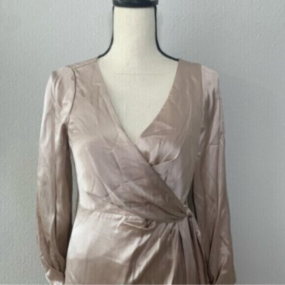 NWT Cinq A Sept Page Fringe Trim Silk Midi Wrap Dress - Picture 3 of 15